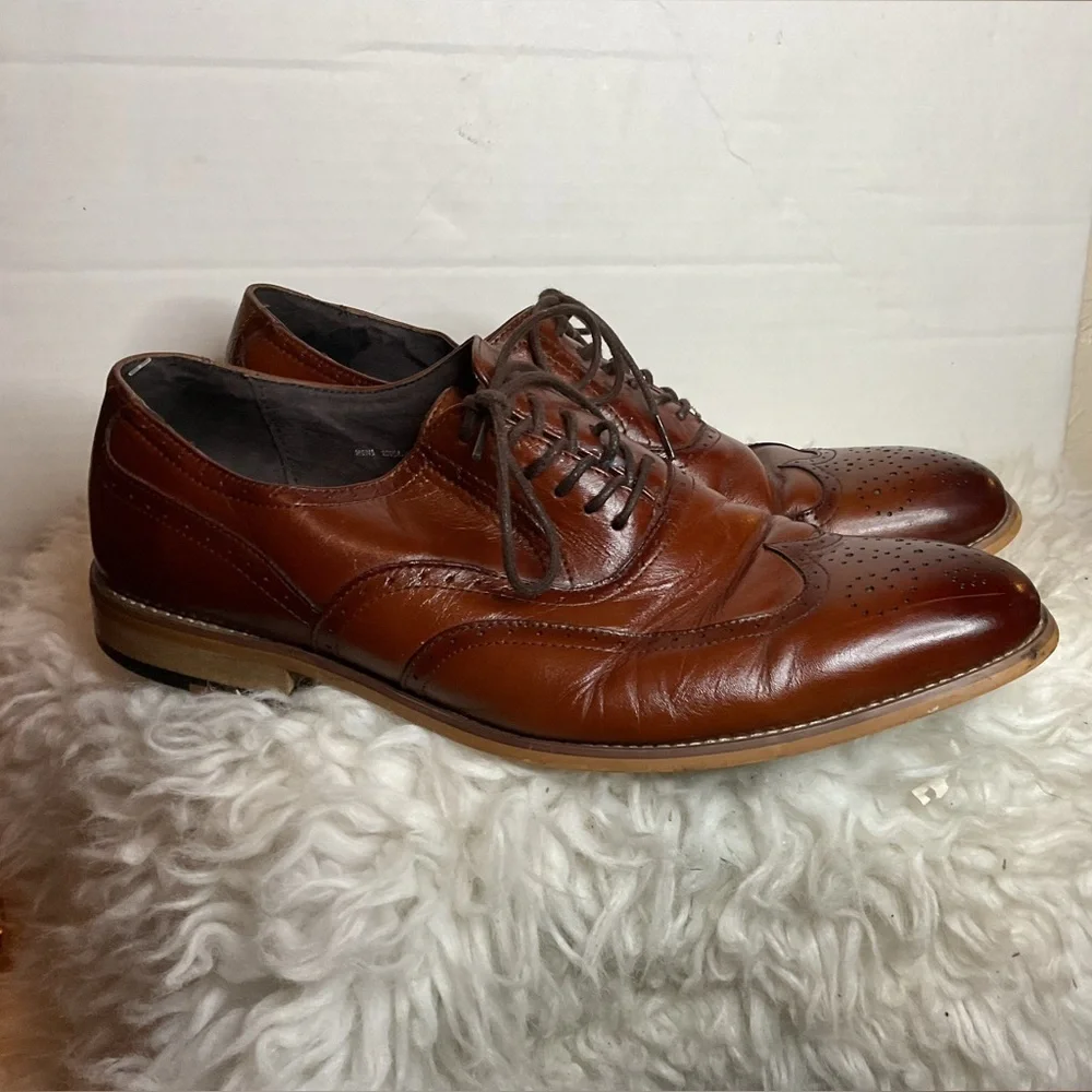 Stacy Adam’s brown leather wing tip Tie up Oxfords 11